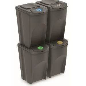 4x 35L kante za odvajanje otpada, sive boje