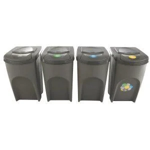 4x 35L kante za odvajanje otpada, sive boje