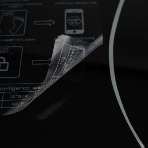 Chytrá LCD koupelnová bluetooth váha s aplikací PROMOTION 19 zblízka na nálepku