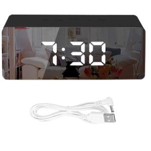 4u1 USB elektronska budilica s termometrom i ogledalom crna 21 4u1 USB elektronička budilica s termometrom i ogledalom crna