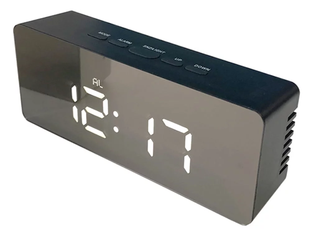 4v1 USB elektronska budilka s termometrom in ogledalom črna - Image 3