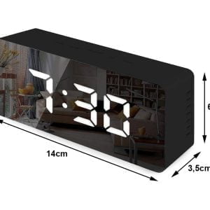 4u1 USB elektronska budilica s termometrom i ogledalom crna 18 4u1 USB elektronička budilica s termometrom i ogledalom crna