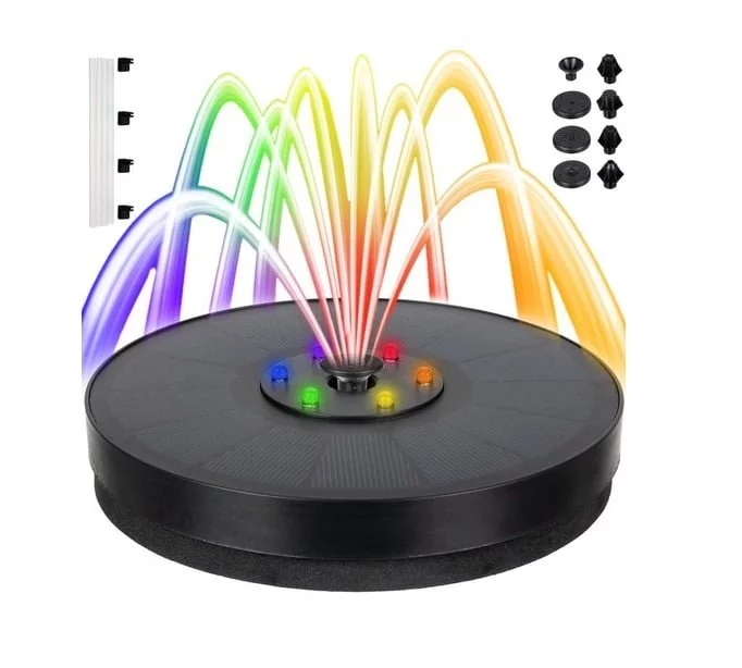 LED RGB solarna plavajoča vrtna fontana - črpalka za ribnike
