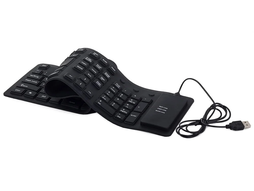 Tanka vodootporna USB silikonska tipkovnica - sklopiva crna - slika 5