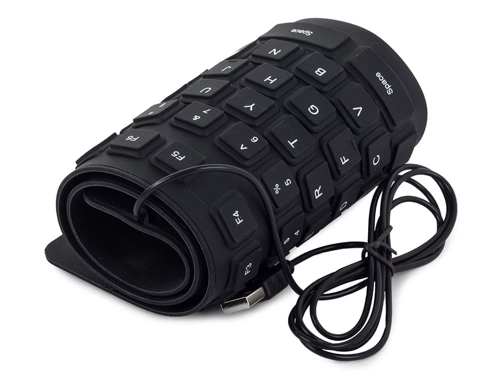 Tanka vodootporna USB silikonska tipkovnica - sklopiva crna - slika 6
