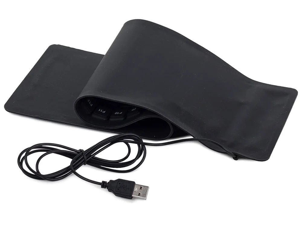 Tanka vodootporna USB silikonska tipkovnica - sklopiva crna - slika 7