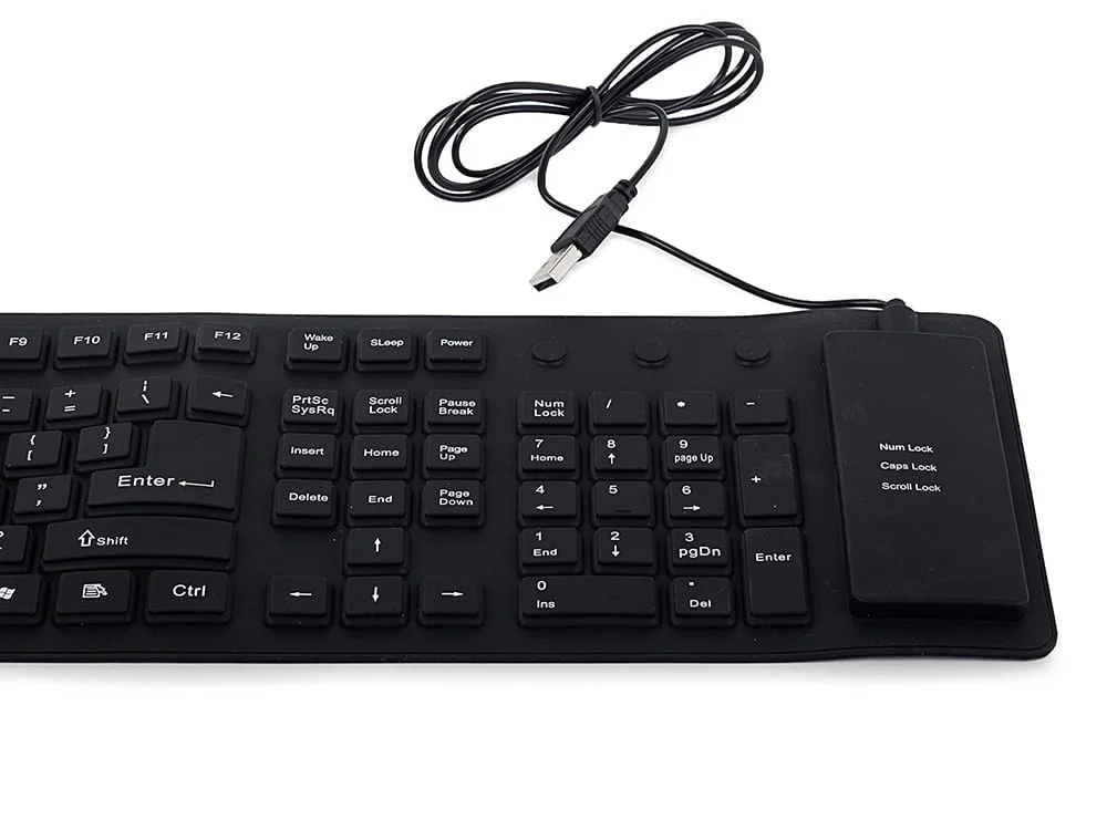 Tanka vodootporna USB silikonska tipkovnica - sklopiva crna - slika 8