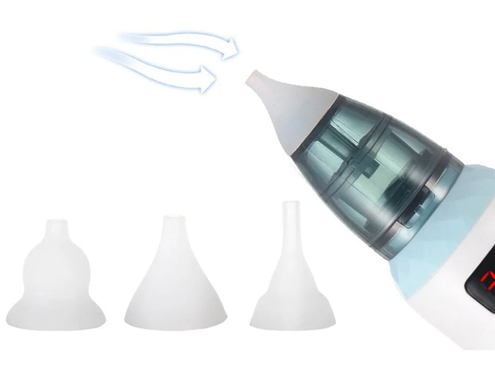 Akumulatorski LCD nosni aspirator za otroke + nastavki - Image 2