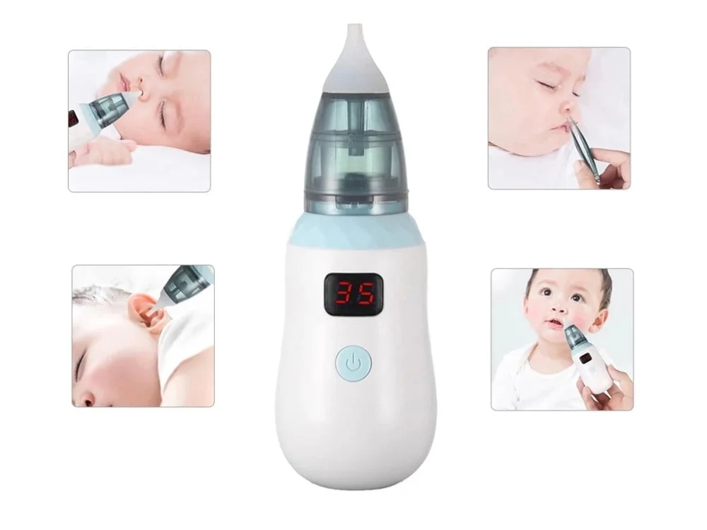 Akumulatorski LCD nosni aspirator za otroke + nastavki - Image 4