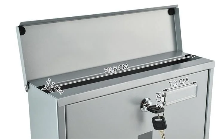 Silver mailbox + newspaper drawer SALE 12 Silver mailbox with newspaper drawer