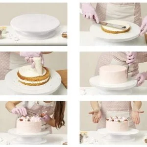 Rotirajući tanjur za torte + 3 lopatice za ukrašavanje 28 cm 27 Rotirajući tanjur za tortu + 3 lopatice za ukrašavanje 28cm