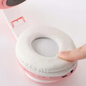 Roze LED bežične slušalice s mačjim ušima + mikrofon