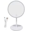 [ "USB touch cosmetic mirror with LED lighting on a dressing stand" ]