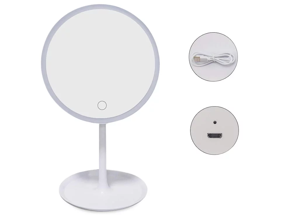 USB touch kozmetično ogledalo z LED osvetlitvijo na stojalu - Image 3