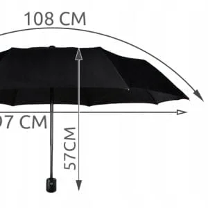 Alternativni prikaz sklopivog automatskog kišobrana 108 cm crne boje