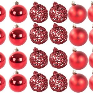 Set crvenih božićnih kuglica 100 komada + zvijezda