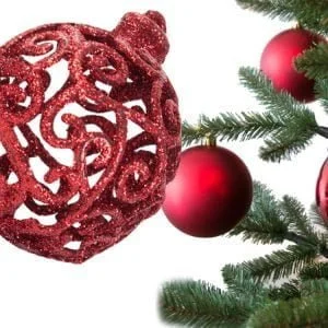 Set crvenih božićnih kuglica 100 komada + zvijezda