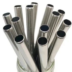 Set od 10 ravnih metalnih slamčica od nehrđajućeg čelika za višekratnu upotrebu + četka