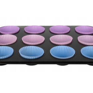 Teflonski pekač + 12 silikonskih modelčkov za peko mafinov