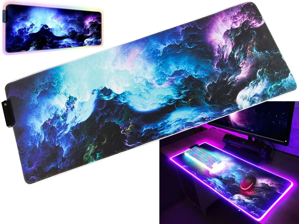 Osvetljena XL LED RGB računalniška podloga za miško in tipkovnico 80x30cm COSMOS - Image 6