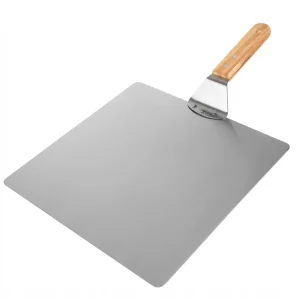 Snažan reket za pizzu od nehrđajućeg čelika s drvenom ručkom od 44 cm