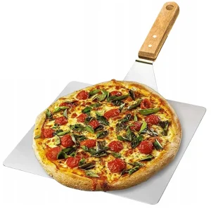 Snažan reket za pizzu od nehrđajućeg čelika s drvenom ručkom od 44 cm