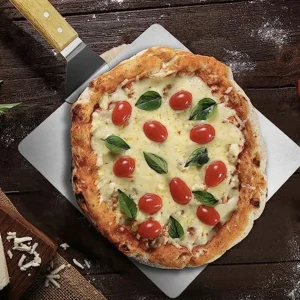 Snažan reket za pizzu od nehrđajućeg čelika s drvenom ručkom od 44 cm