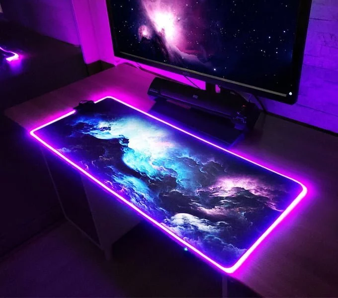 Osvetljena XL LED RGB računalniška podloga za miško in tipkovnico 80x30cm COSMOS - Image 2