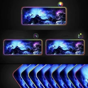Osvijetljena XL LED RGB računalna podloga za miš i tipkovnicu 80x30cm COSMOS
