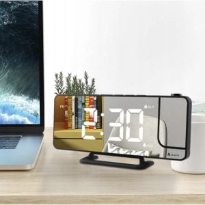 4 u 1 projekcijska budilica s LCD zaslonom i ogledalom crna 22 4 u 1 projekcijska budilica s LCD ekranom i ogledalom crne boje