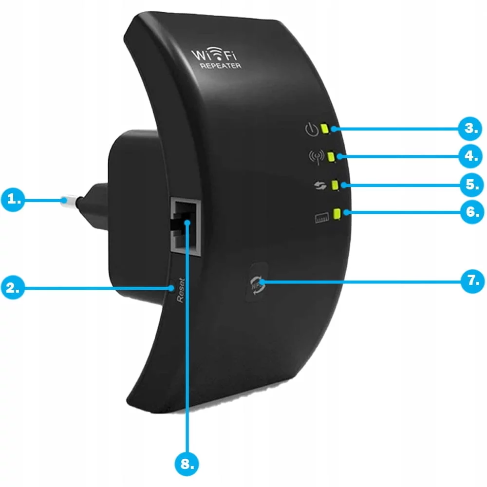 Brezžični 2,4 GHz WIFI repeater router ojačevalnik signala 300Mb/s WPS 100m črn - Image 4