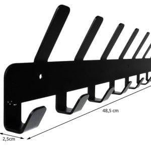 Črni stenski obešalnik - kljuke 48cm za obešanje 17x