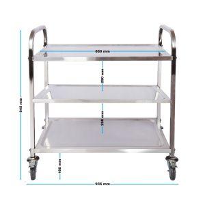 Inox servirni voziček 3 police 150kg - kuhinjski voziček