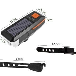 Solarno LED svjetlo za bicikl i sirena s USB punjenjem