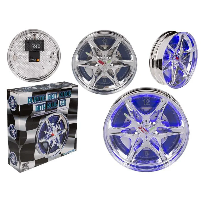 3D stenska ura krom platišče z LED 27cm - Image 2