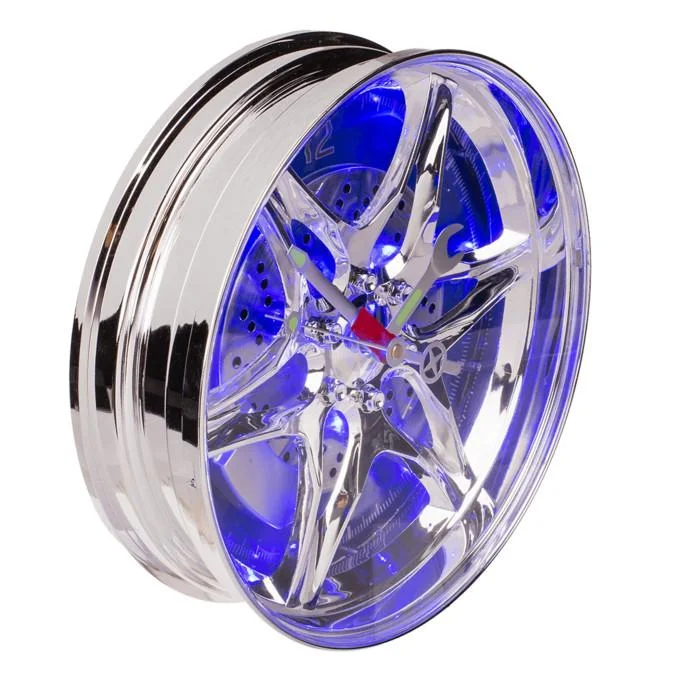 3D stenska ura krom platišče z LED 27cm - Image 6