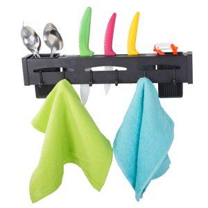 Aluminijasto stensko držalo za nože in organizer 40cm