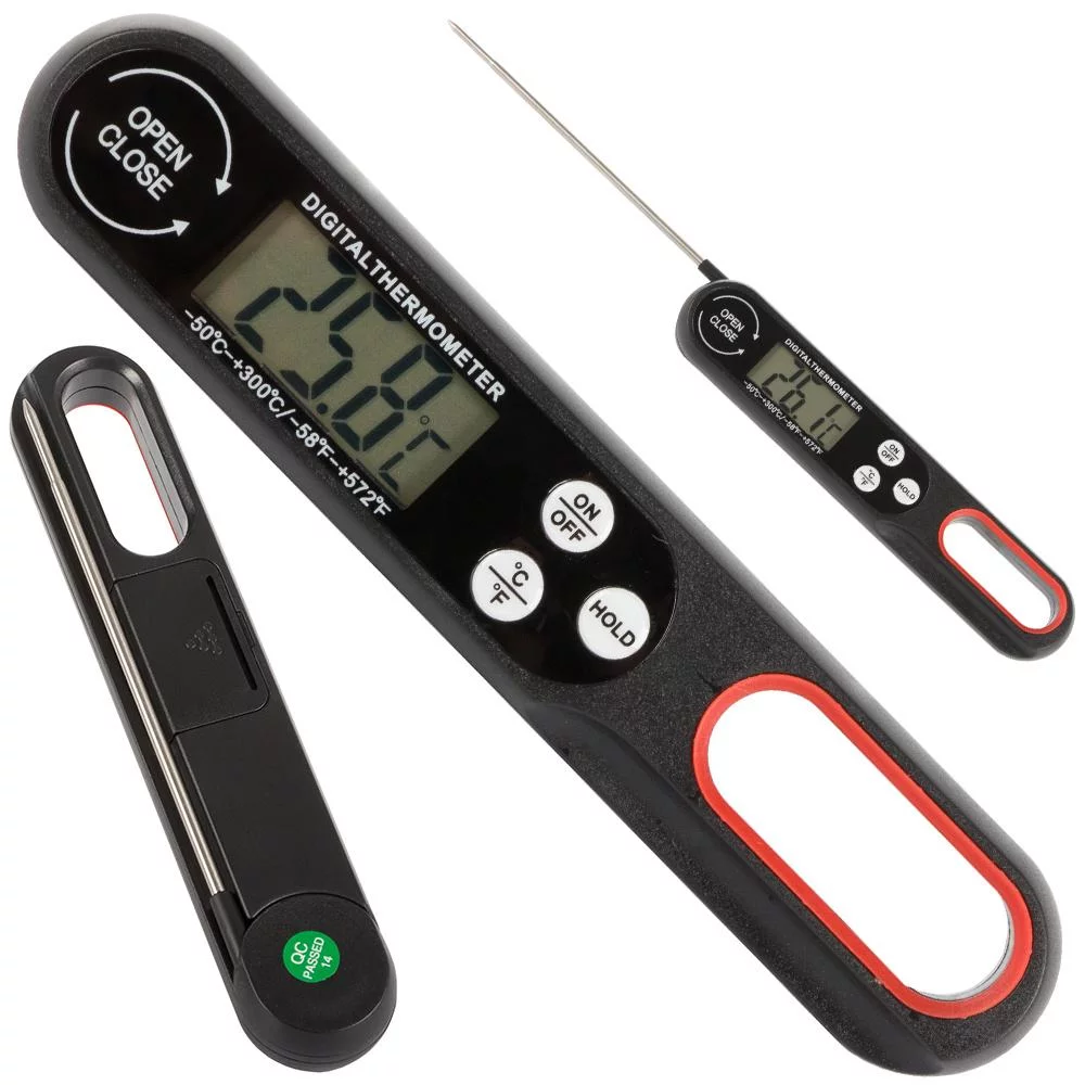 Zložljiv LCD kuhinjski termometer za meso in tekočine do 300°C