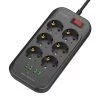 Razvodnik 6 utičnica 230V 4x USB punjač 3,4A crni 2m
