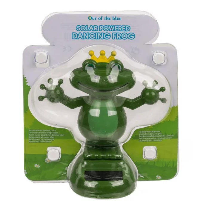 Solcellsdansande kunglig groda 11 cm - solcellsfigur KAMPANJ 3 { "alt_text": "Soldansande kunggrodafigur" }