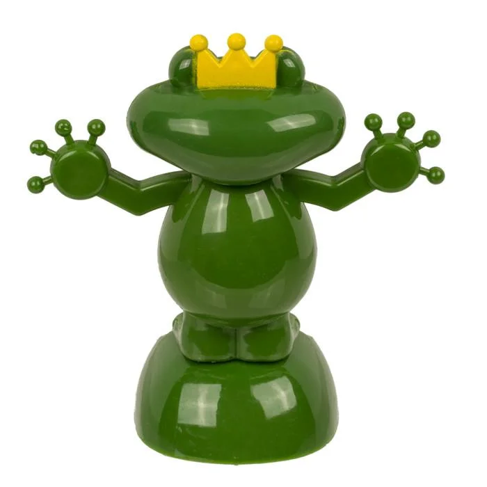 Solcellsdansande kunglig groda 11 cm - solcellsfigur KAMPANJ 5 { "alt_text": "Grön soldansande kunggrodafigur" }