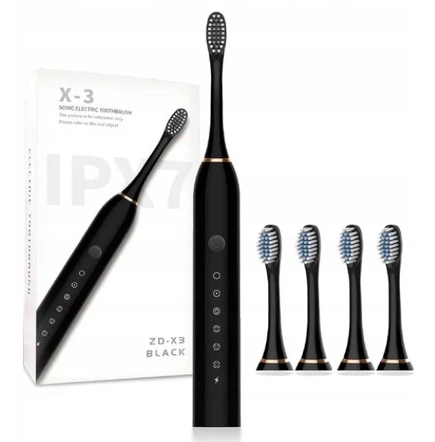 X3 akumulatorska sonična zobna krtačka + 4 konice črna - Image 7