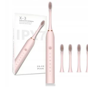 X3 akumulatorska sonična zobna krtačka + 4 konice roza