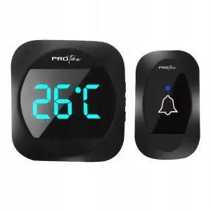 220V LCD bežično zvono i termometar 38 melodija do 300m crno