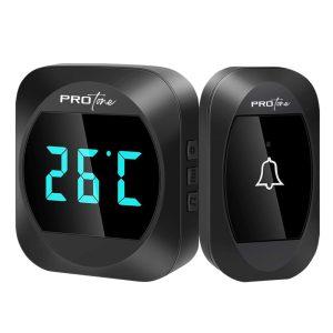 220V LCD brezžični zvonec in termometer 38 melodij do 300m črn 17 Črn brezžični zvonec in termometer z LCD zaslonom