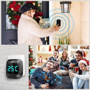 220V LCD brezžični zvonec in termometer 38 melodij do 300m črn 21 {