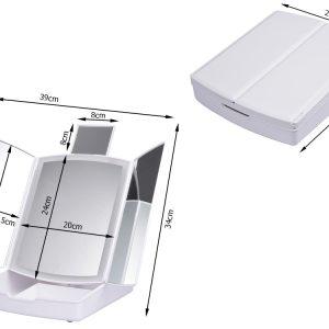 USB touch LED zložljivo osvetljeno kozmetično ogledalo in organizator s 5x povečavo