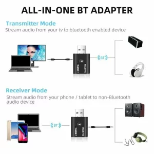 2v1 Bluetooth 5.0 USB avdio adapter oddajnik in sprejemnik