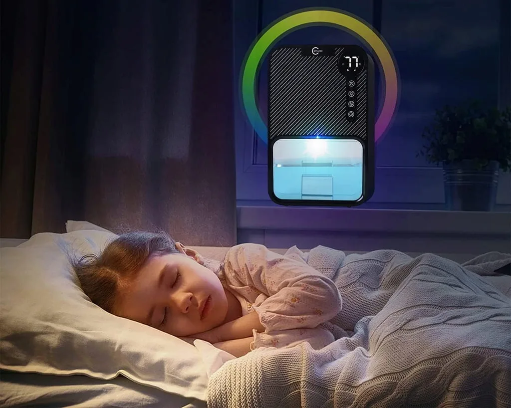 Déshumidificateur et purificateur d'air 85W LCD Absorbeur d'humidité 3,8L Noir LED RVB 3 Déshumidificateur et purificateur d'air noir avec écran LCD et éclairage RGB