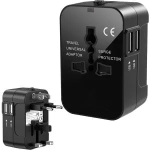 Putni adapter utikač EU sve u jednom cijelom svijetu 2x USB punjač 2.1A crni